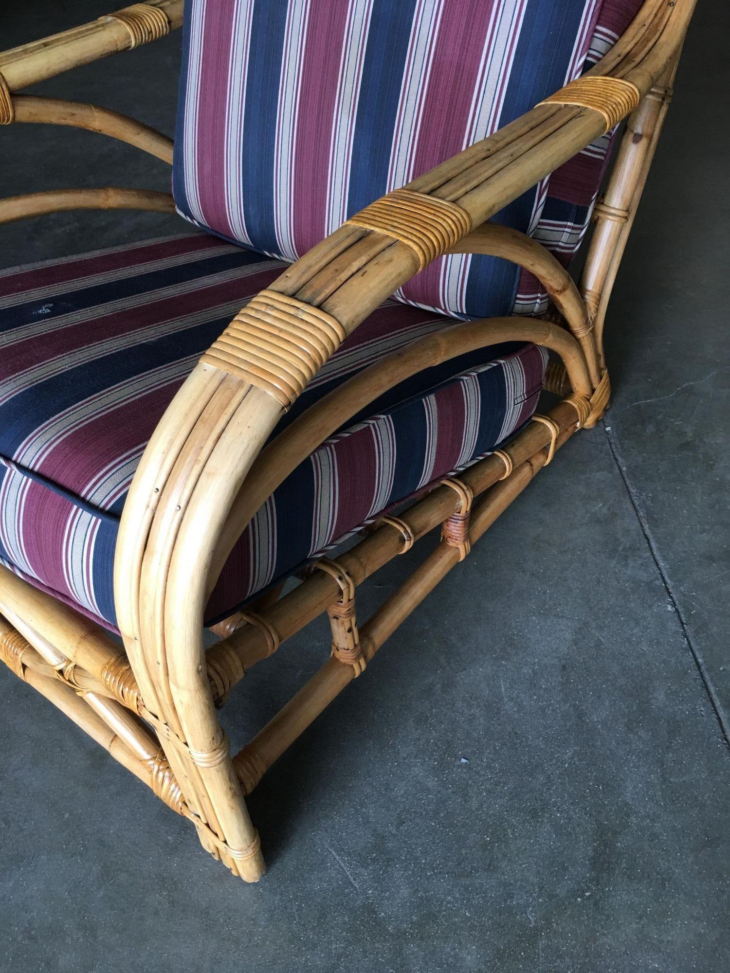 Restored Three-Strand "1940s Transition" Rattan Lounge - 4