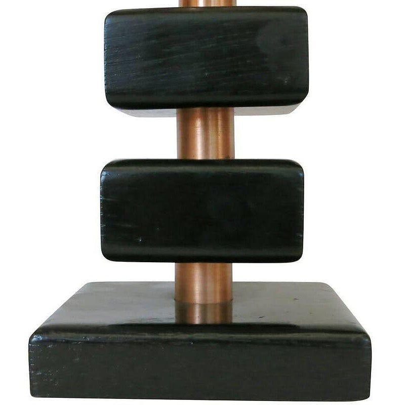 Early Mid-century Copper Stacked Base Torchiere Table Lamp - 4