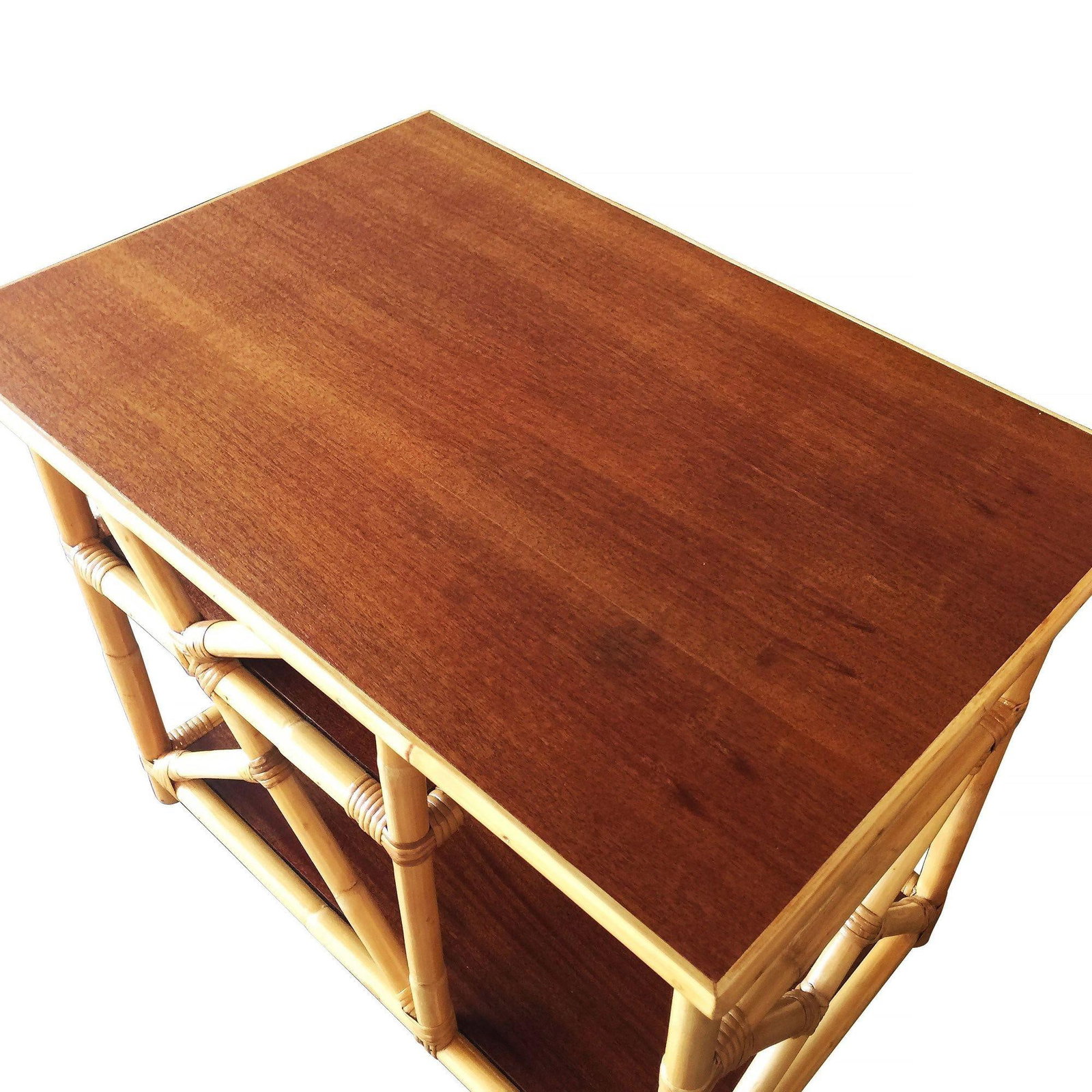 Restored Mahogany and Rattan Three-Tier Side Table - 5
