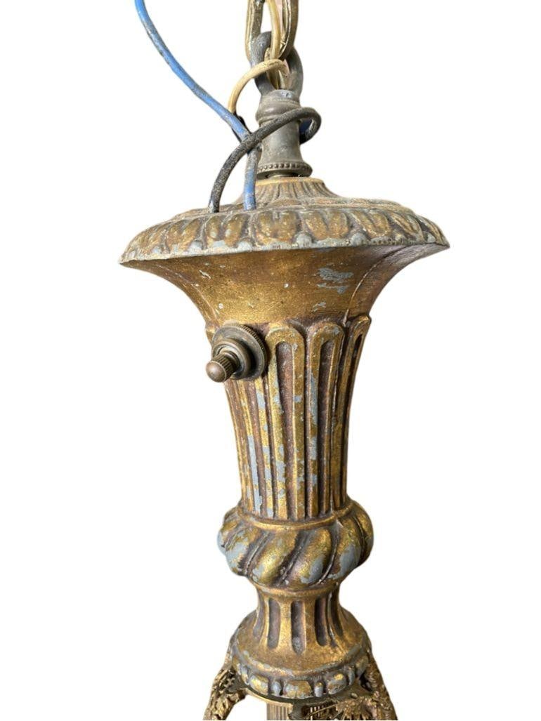Hollywood Regency Jewel Prisms Filigree Pendant Light, Circa 1950 - 2
