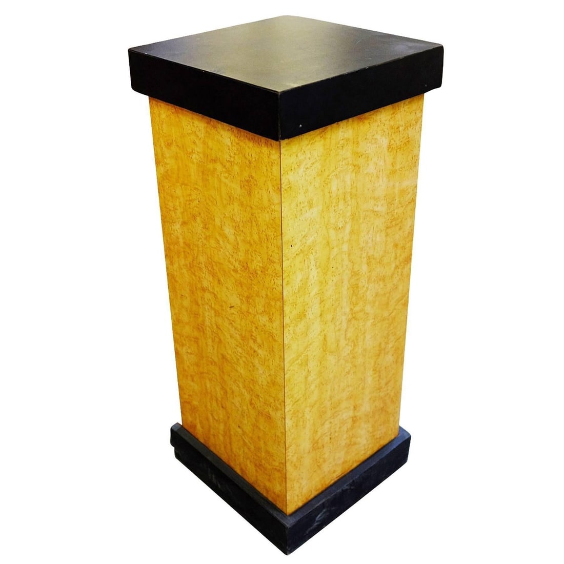 Art Deco Bird's-Eye Style Maple Pedestal with Black Top - 3