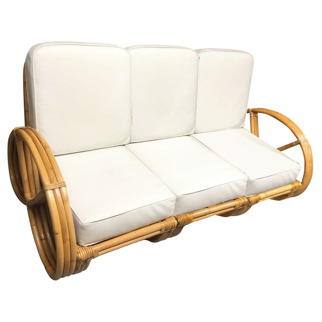 Restored Mid-century Rattan 3-Strand Full Pretzel 3-Seat Sectional Sofa (1 of 5)
