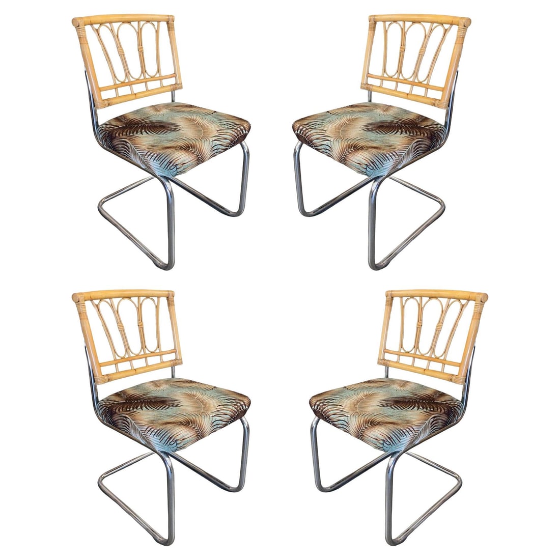Rare Restored Marcel Breuer Rattan Back Chrome "cesca" Chairs By Virco, Set of 4 (1 of 5)