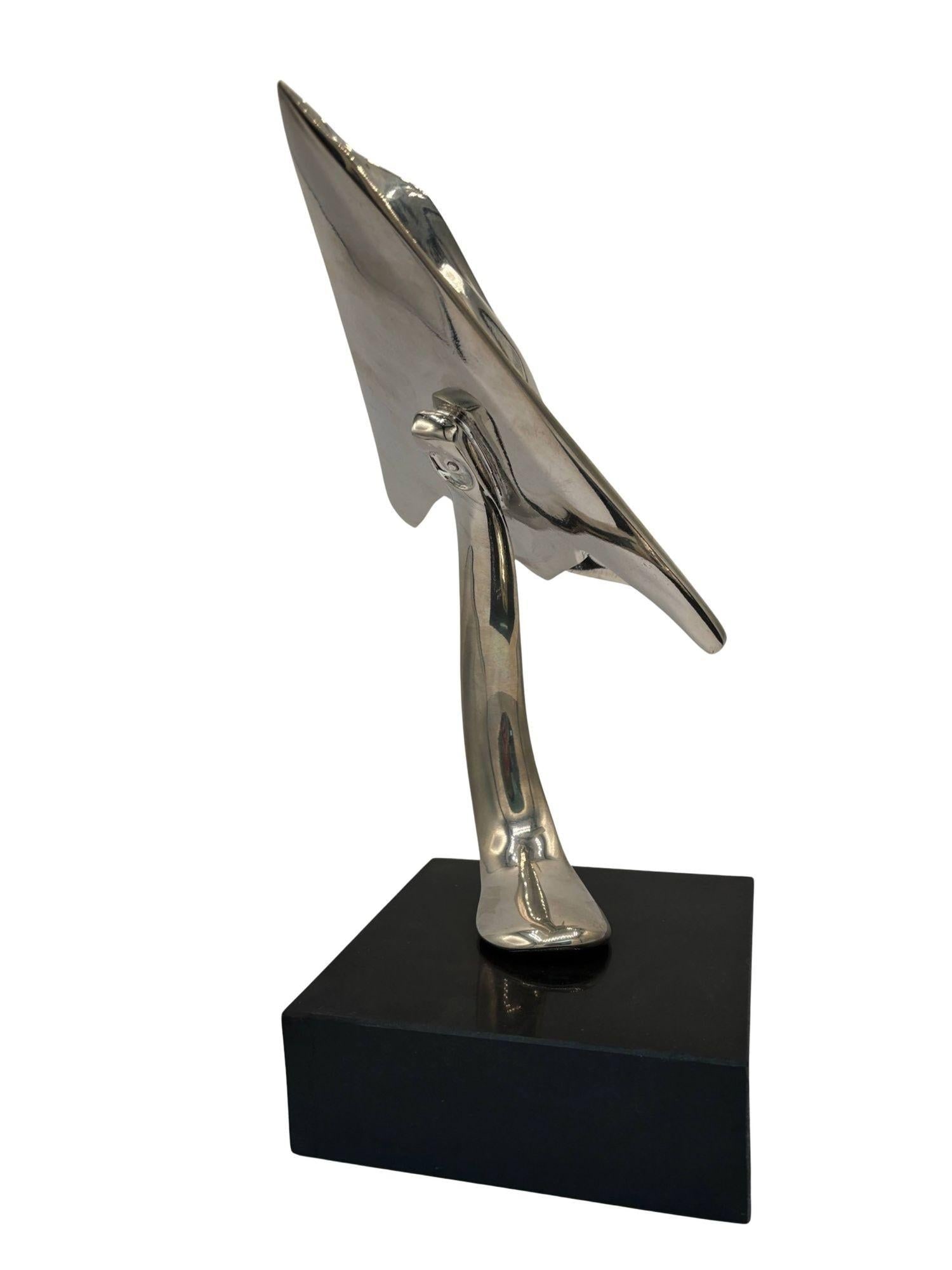 1980s Modernist Lockheed F-117 Nighthawk Chrome Sculpture w/ Black Granite Base - 5