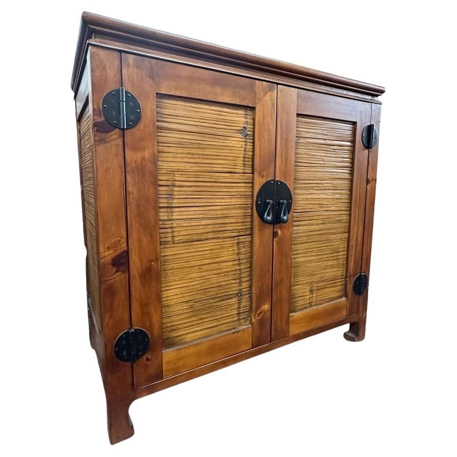 Oriental James Mont Style Koa & Stick Rattan Stereo Cabinet (1 of 5)