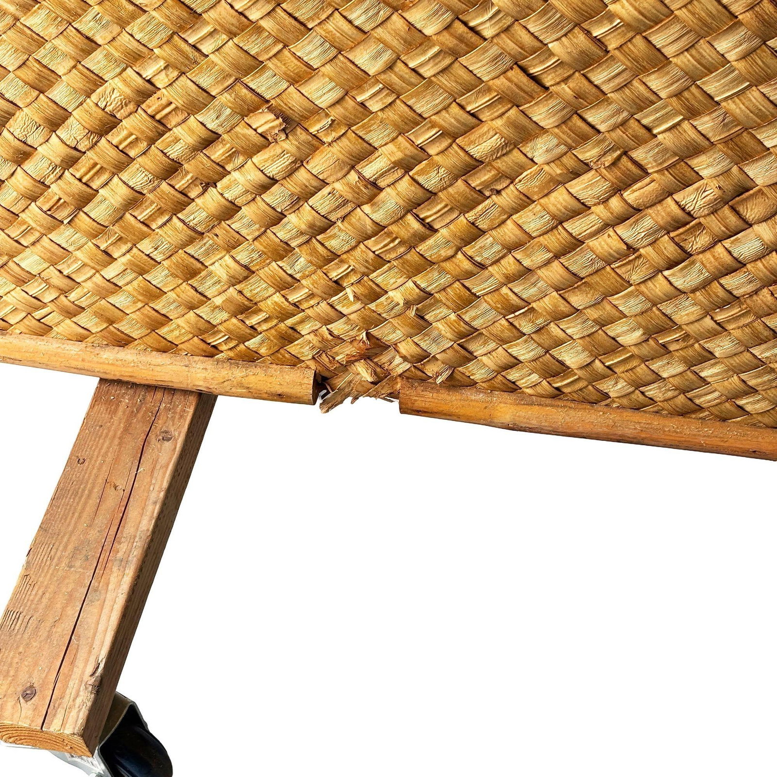 Mid-Century 9' Foot X 6' Foot Rattan and Woven Wicker Wall Divider w/ Wheels - 2