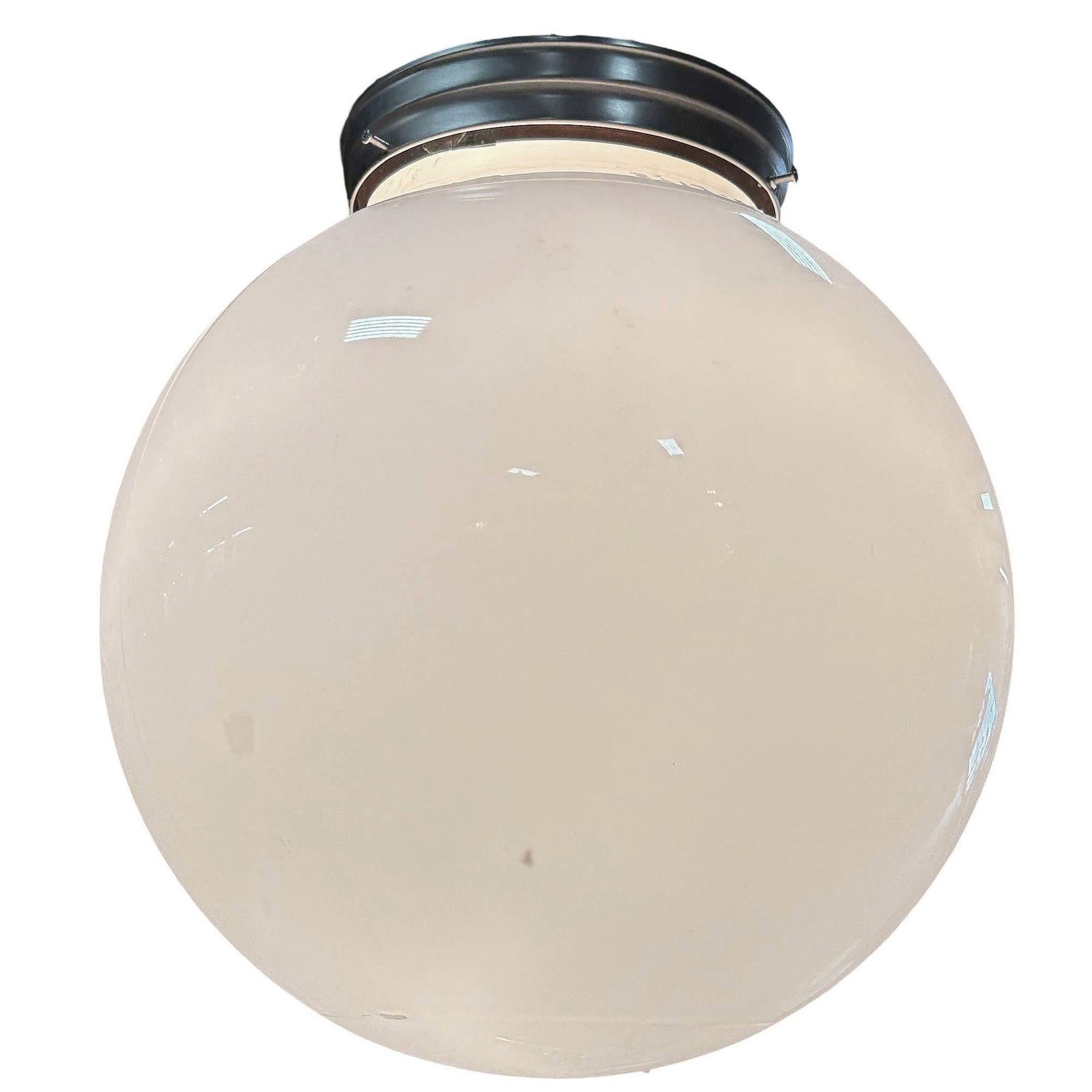 Art Deco Milk Glass Globe Shade Pendant with Nickel Plate Fitter, by Ray-Lite - 2
