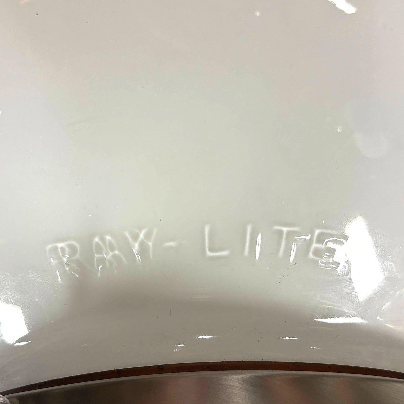 Art Deco Milk Glass Globe Shade Pendant with Nickel Plate Fitter, by Ray-Lite - 5