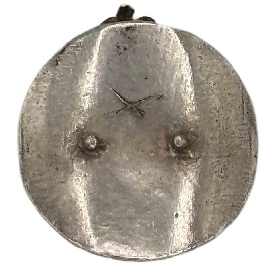 French Pewter Art Deco Medallion Struck with the Face of Mercury Pedant Pin - 3