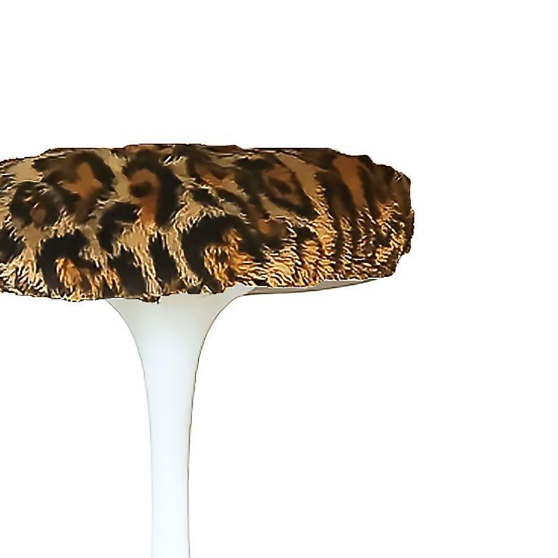 Eero Saarinen "Tulip" White Stool for Knoll W/ Leopard Print Seat - 2