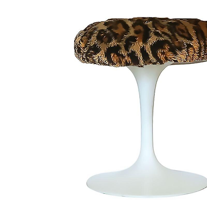Eero Saarinen "Tulip" White Stool for Knoll W/ Leopard Print Seat - 4