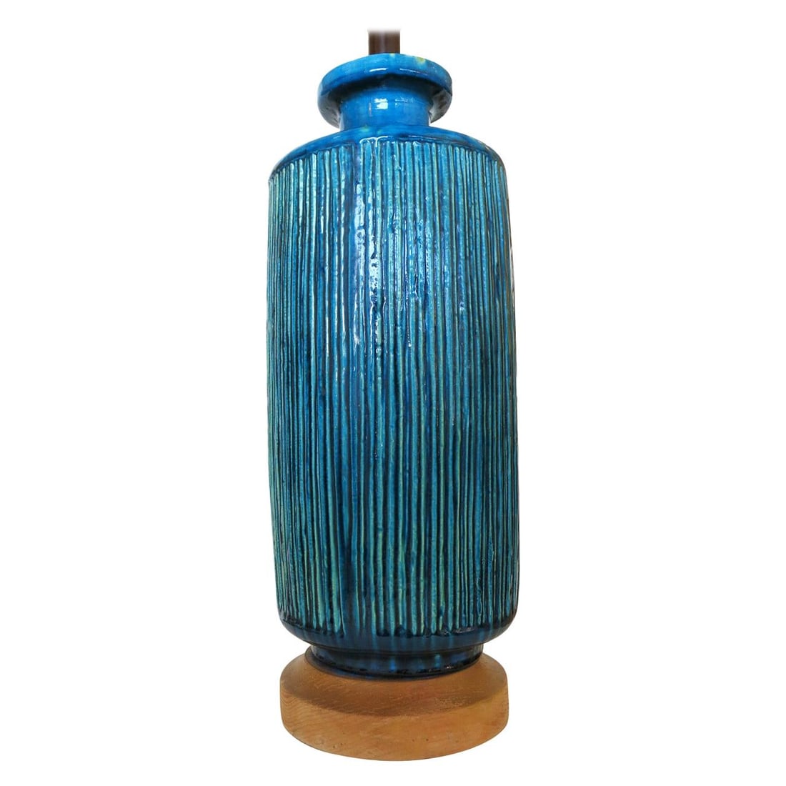 Large Aldo Londi Style Blue Rimini Art Pottery Lamp (1 of 5)