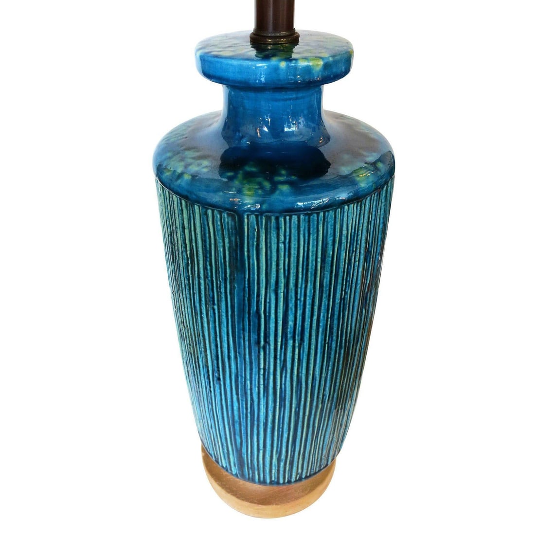 Large Aldo Londi Style Blue Rimini Art Pottery Lamp - 2