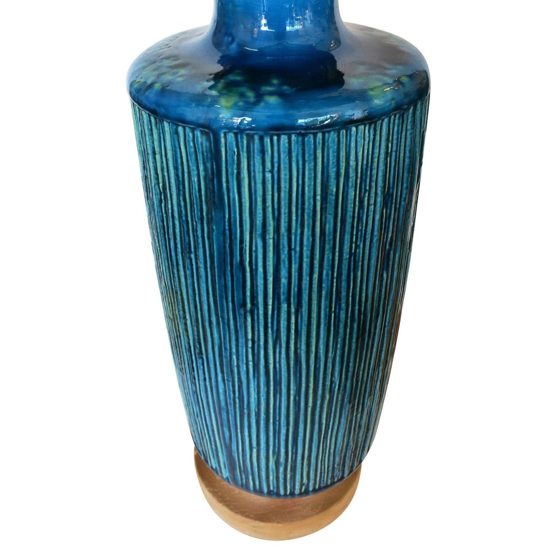 Large Aldo Londi Style Blue Rimini Art Pottery Lamp - 3
