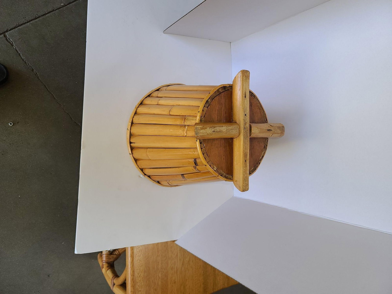 Restored Paul Frankl Vertically Stacked Split Rattan Planter - 4