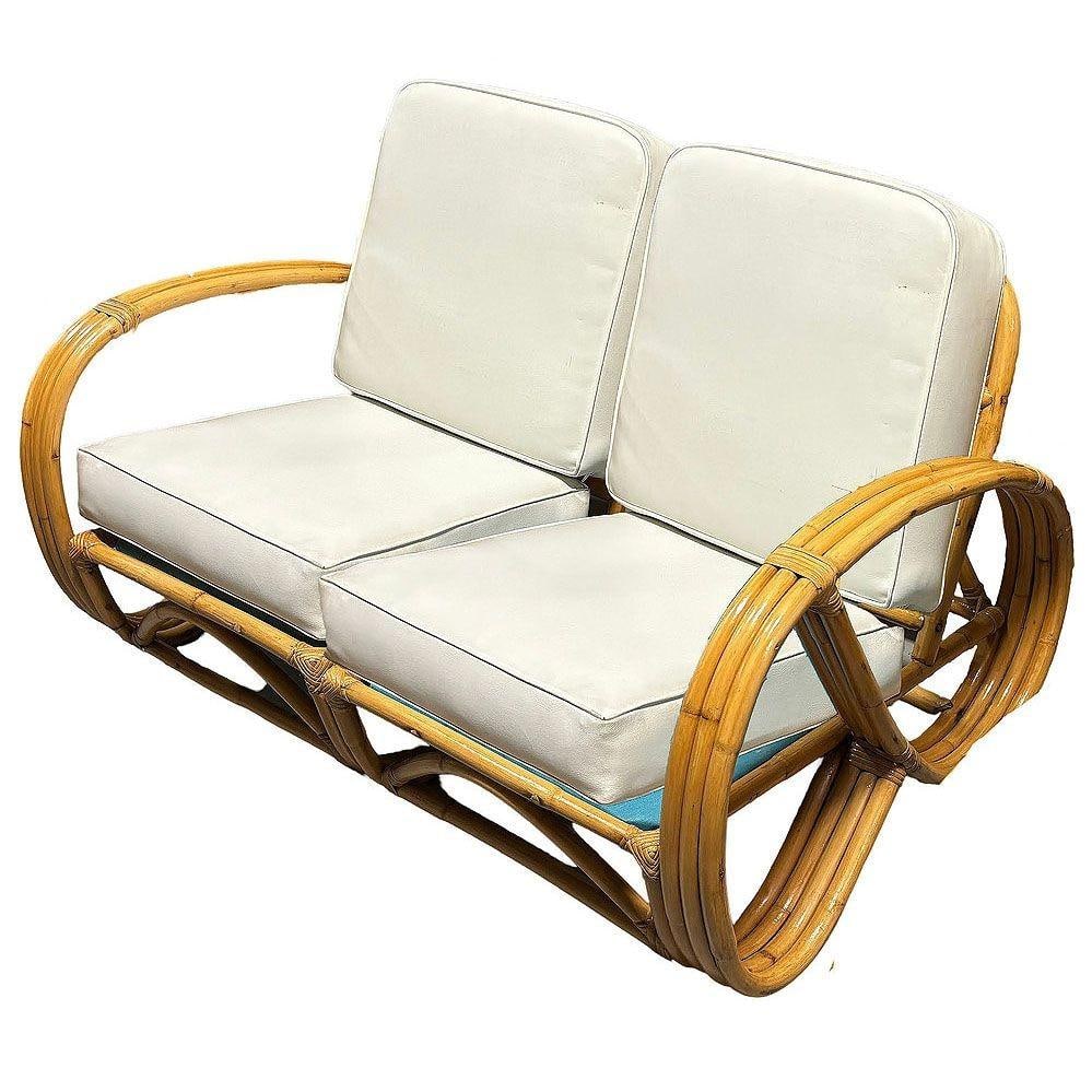 Restored Mid-century Rattan 3-Strand 3/4 Reverse Pretzel Sectional Settee Sofa - 2