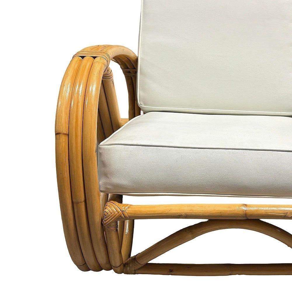 Restored Mid-century Rattan 3-Strand 3/4 Reverse Pretzel Sectional Settee Sofa - 3