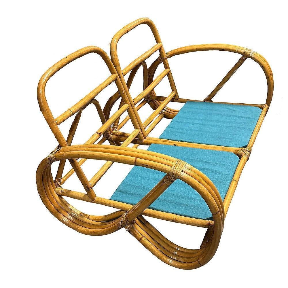 Restored Mid-century Rattan 3-Strand 3/4 Reverse Pretzel Sectional Settee Sofa - 5