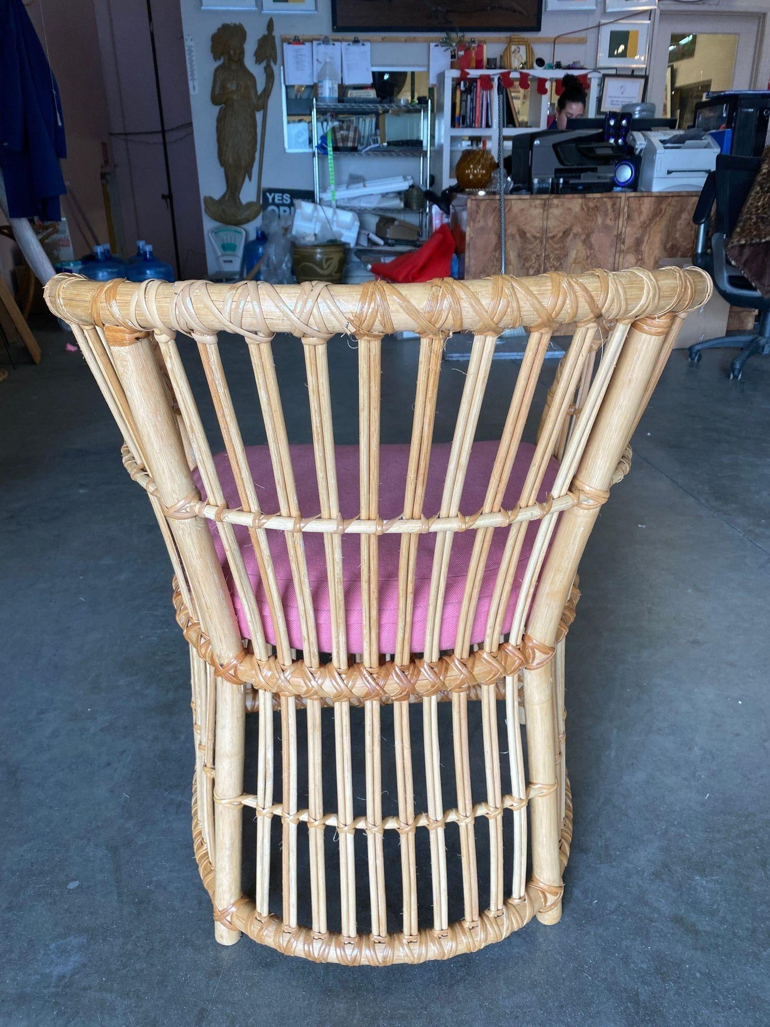 Restored 1970s Pencil Reed Rattan Armchair - 5