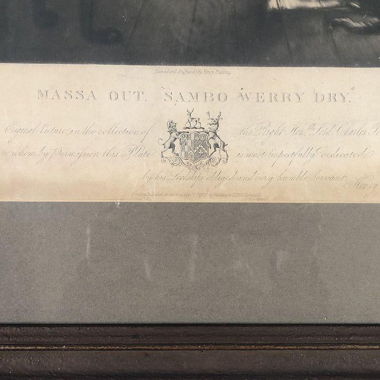 1828 Egnlish Massa Out “Sambo Werry Dry?? Mezzotint Etching By Henry Pidding - 4