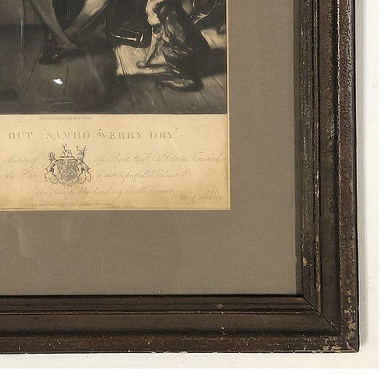 1828 Egnlish Massa Out “Sambo Werry Dry?? Mezzotint Etching By Henry Pidding - 5
