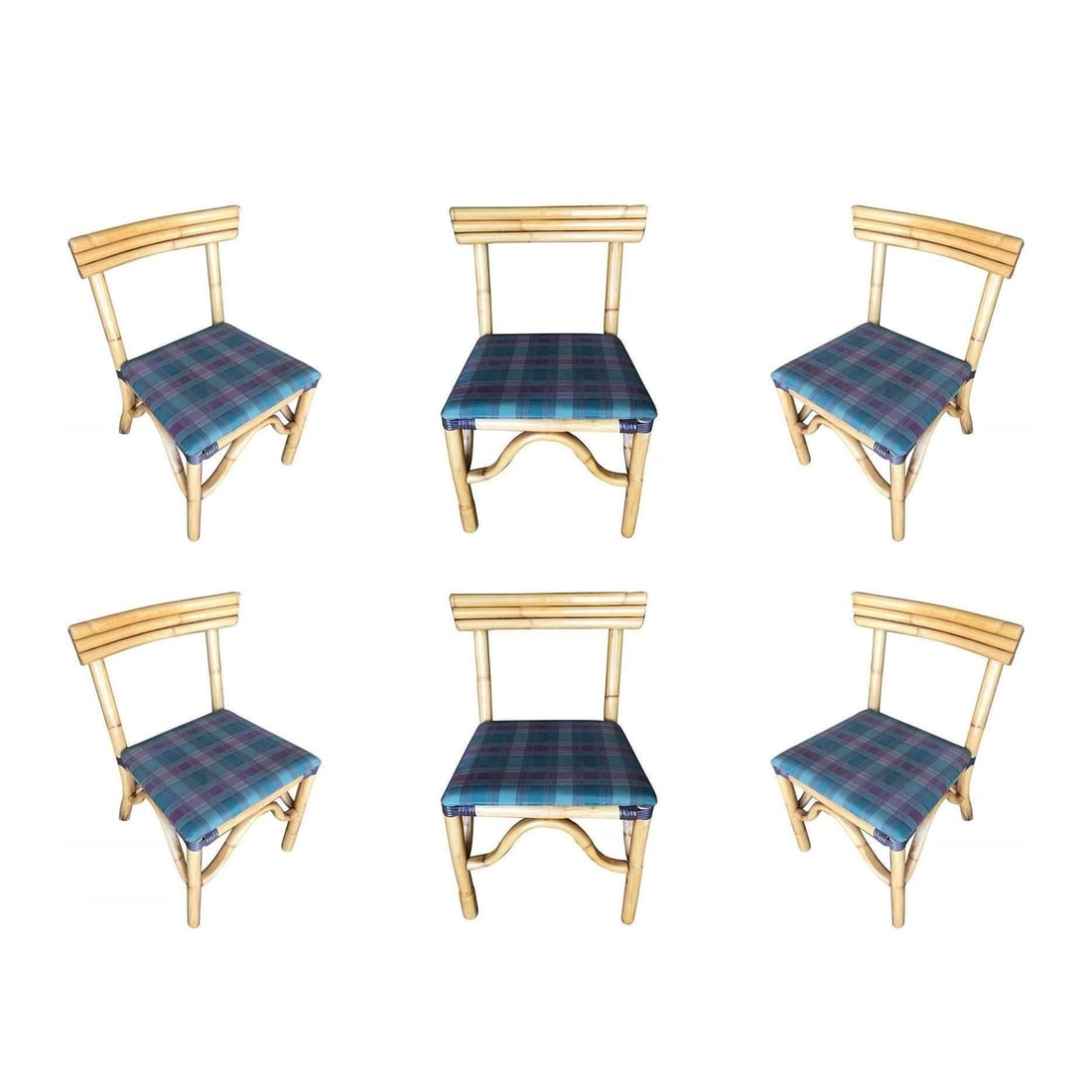 Restored Midcentury Rattan Dining Side Chair with Three-Strand Back, Set of Six - 5