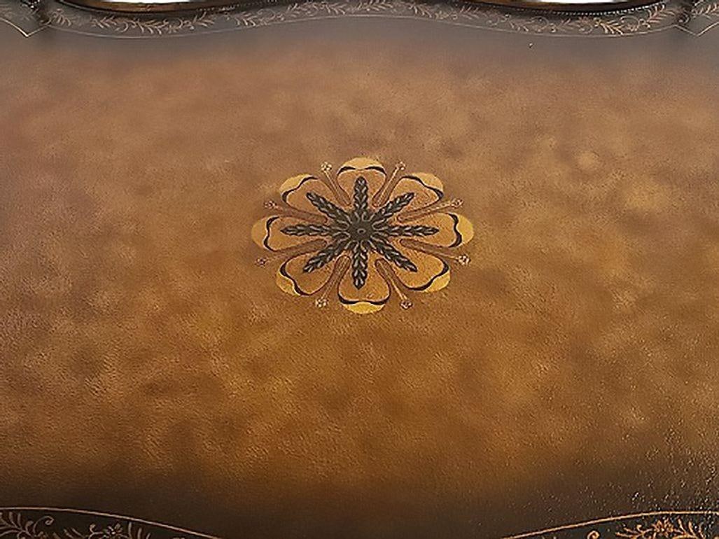 Maitland Smith Gilded Iron Faux Bois Tray Top Statement Tole Cocktail Table - 3