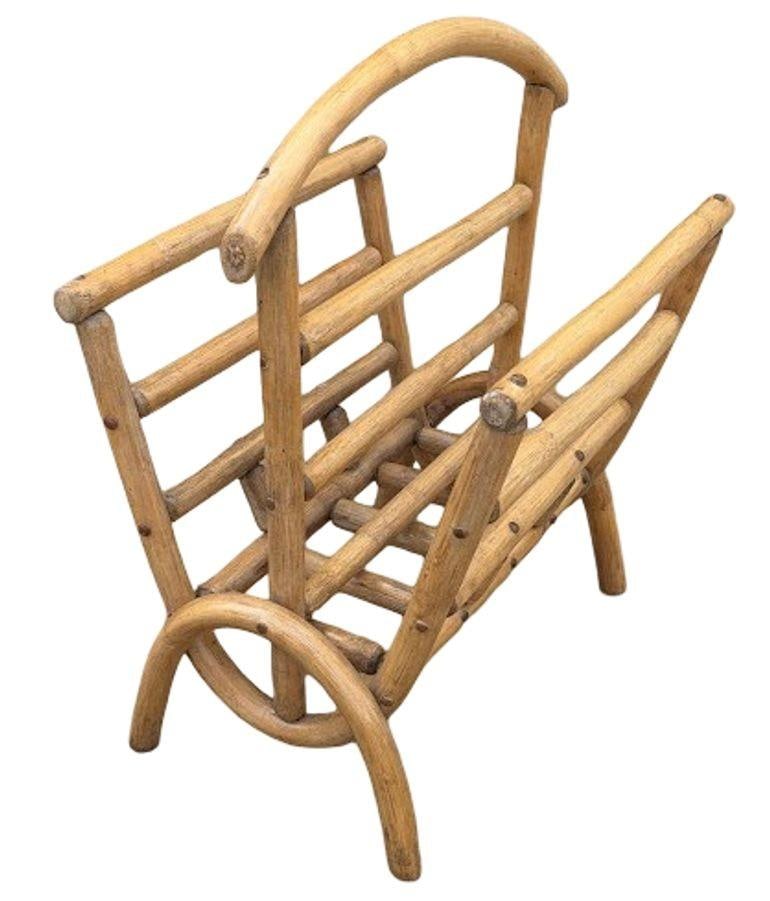 Restored Rattan Magazine or Log Holder - 4