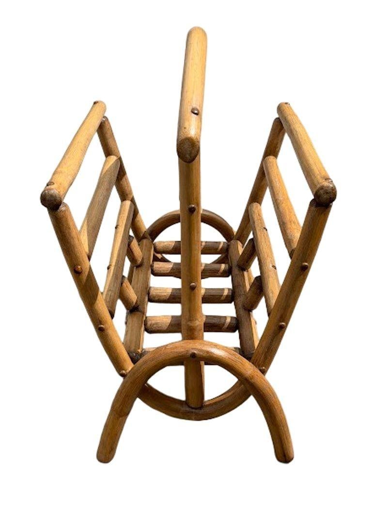 Restored Rattan Magazine or Log Holder - 5