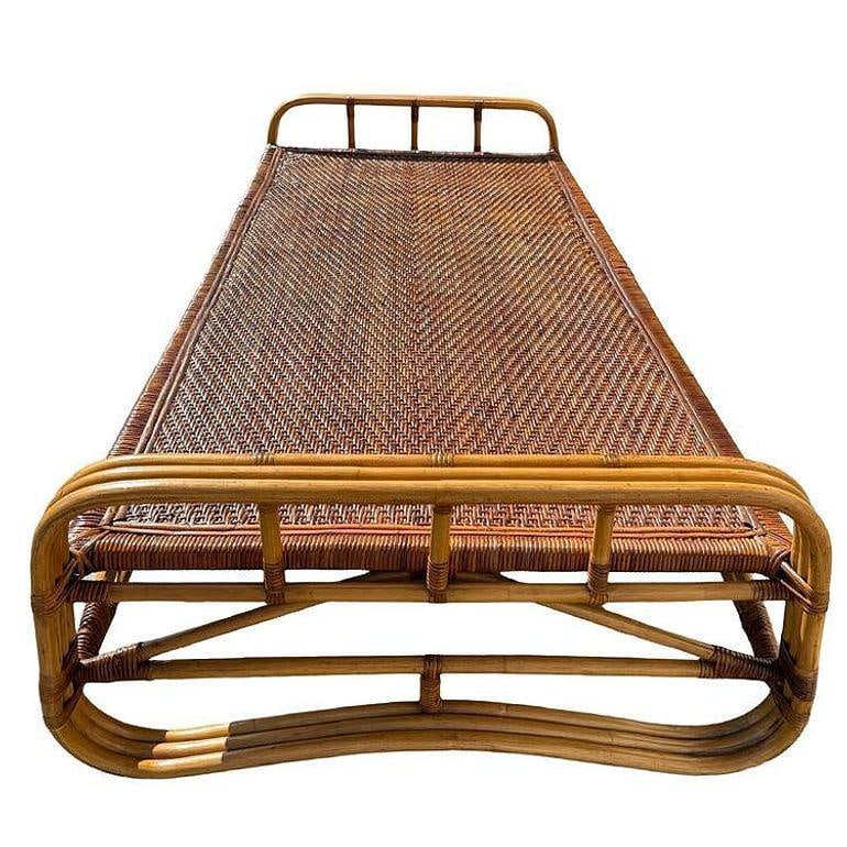 Restored Mid-Century Rattan Day Bed Frame w/ Woven Top - 3