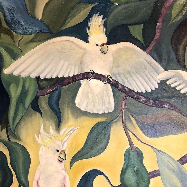 Hawaiian Cockatoos Acrylic on Canvas Tropical Paining by Alfonso Castricone - 3