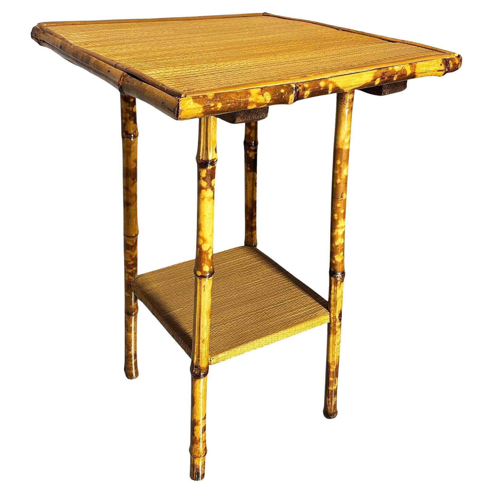 Aesthetic Movement Tiger Tortoise Bamboo Pedestal 2-Tier Side Drink Table (1 of 5)