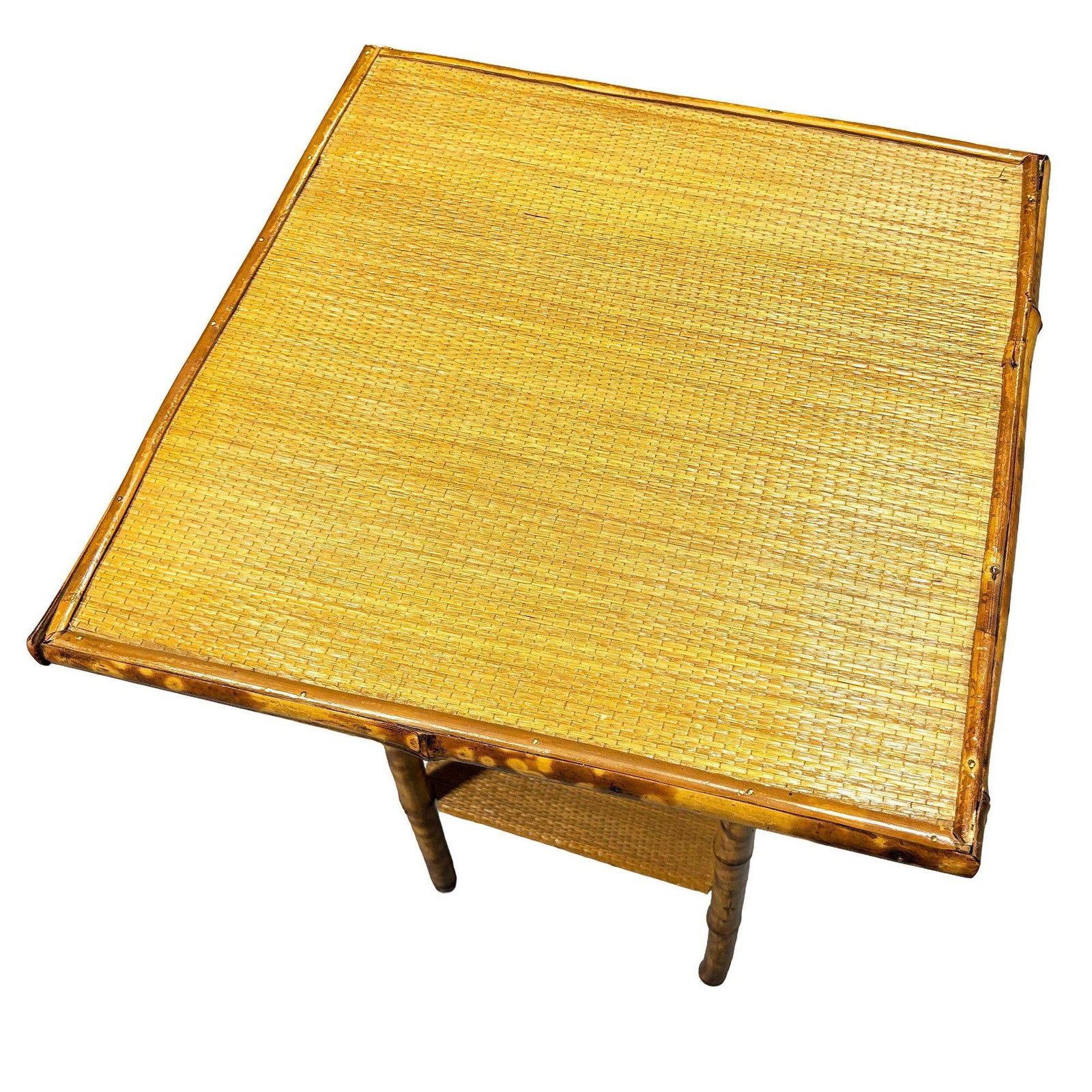 Aesthetic Movement Tiger Tortoise Bamboo Pedestal 2-Tier Side Drink Table - 3
