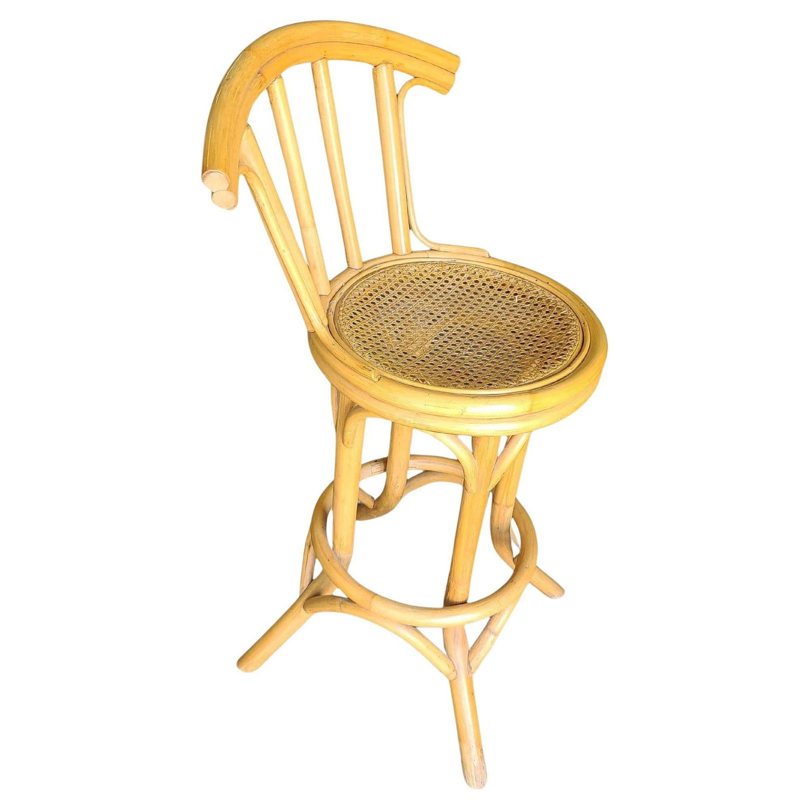 Mid Century Restored Rattan Bar Stool with Wicker Seat (1 of 5)