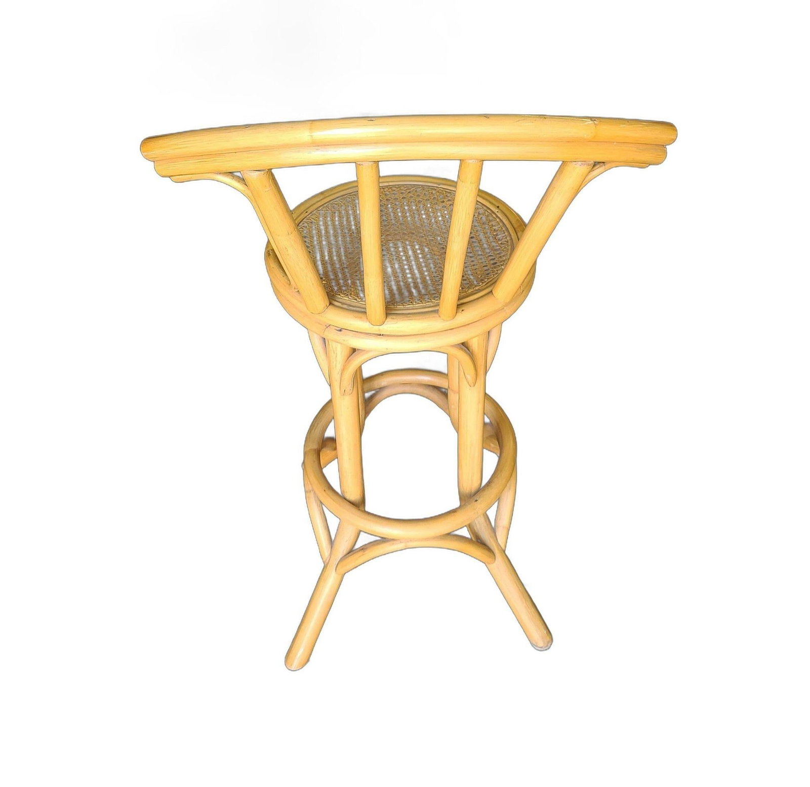 Mid Century Restored Rattan Bar Stool with Wicker Seat - 3