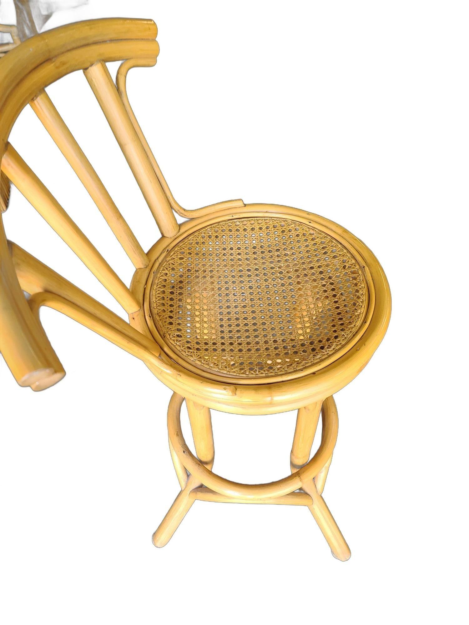 Mid Century Restored Rattan Bar Stool with Wicker Seat - 5
