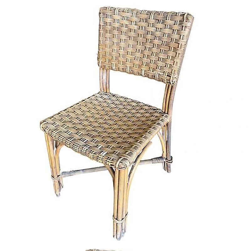 Restored Midcentury Era Rattan Dining Side Chairs with Wicker Woven Seats - 3
