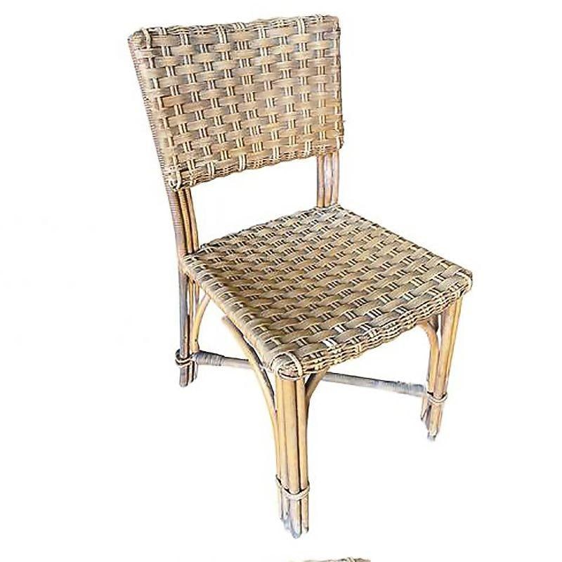 Restored Midcentury Era Rattan Dining Side Chairs with Wicker Woven Seats - 4