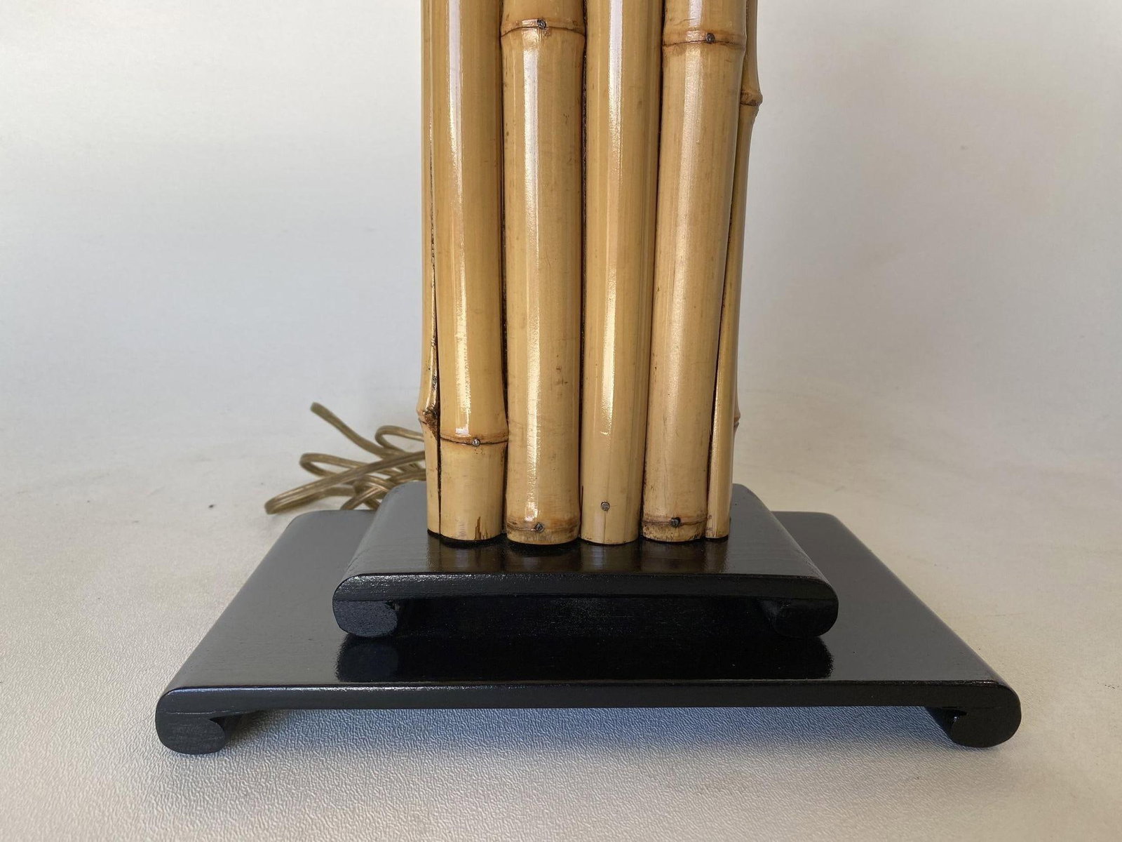 Wrapped Rattan Pole Lamp W/ Black Demi Base - 3