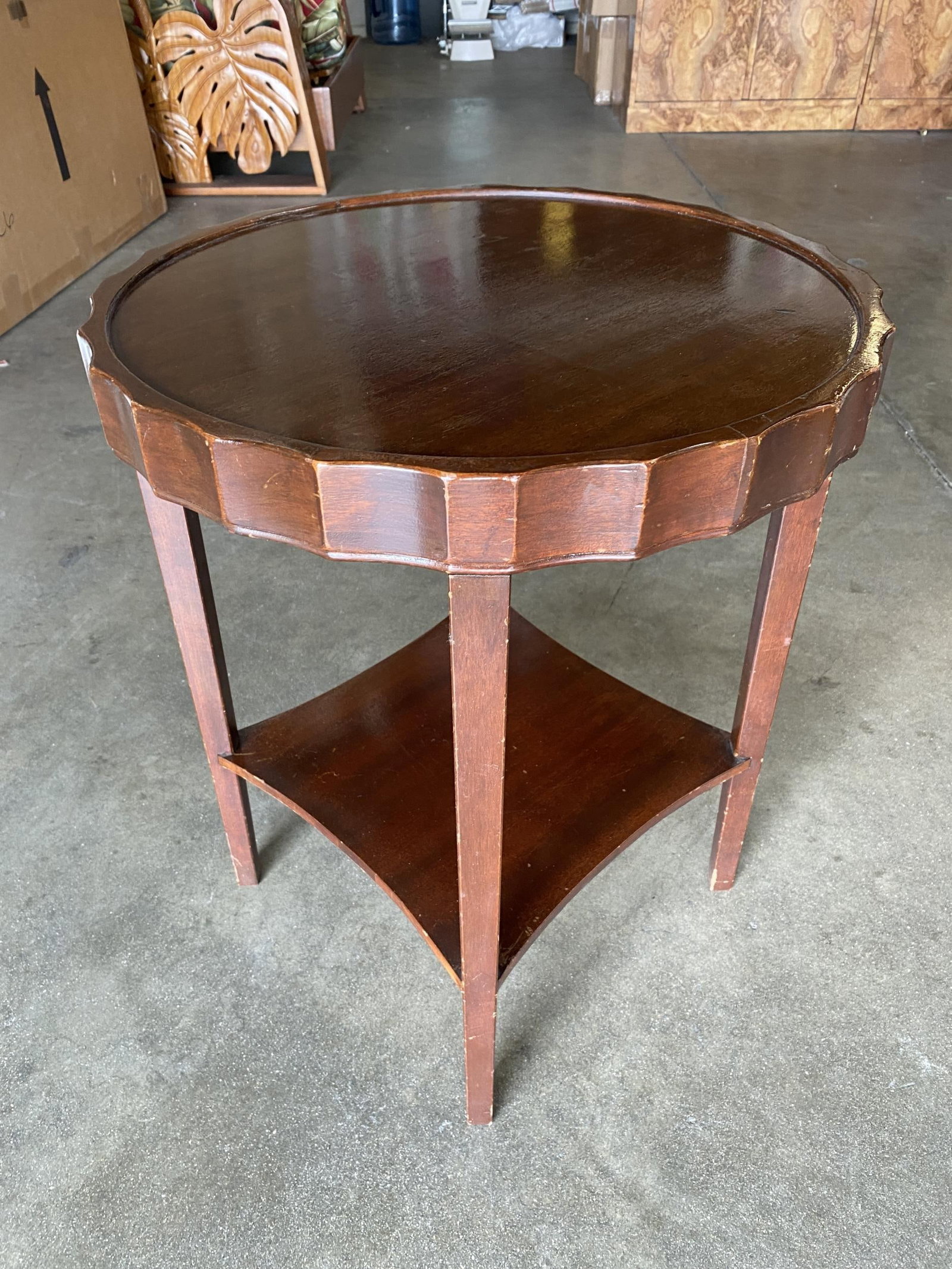 Round Art Deco Smoking Side Two-Tier Table with Bottle Cap Top - 3