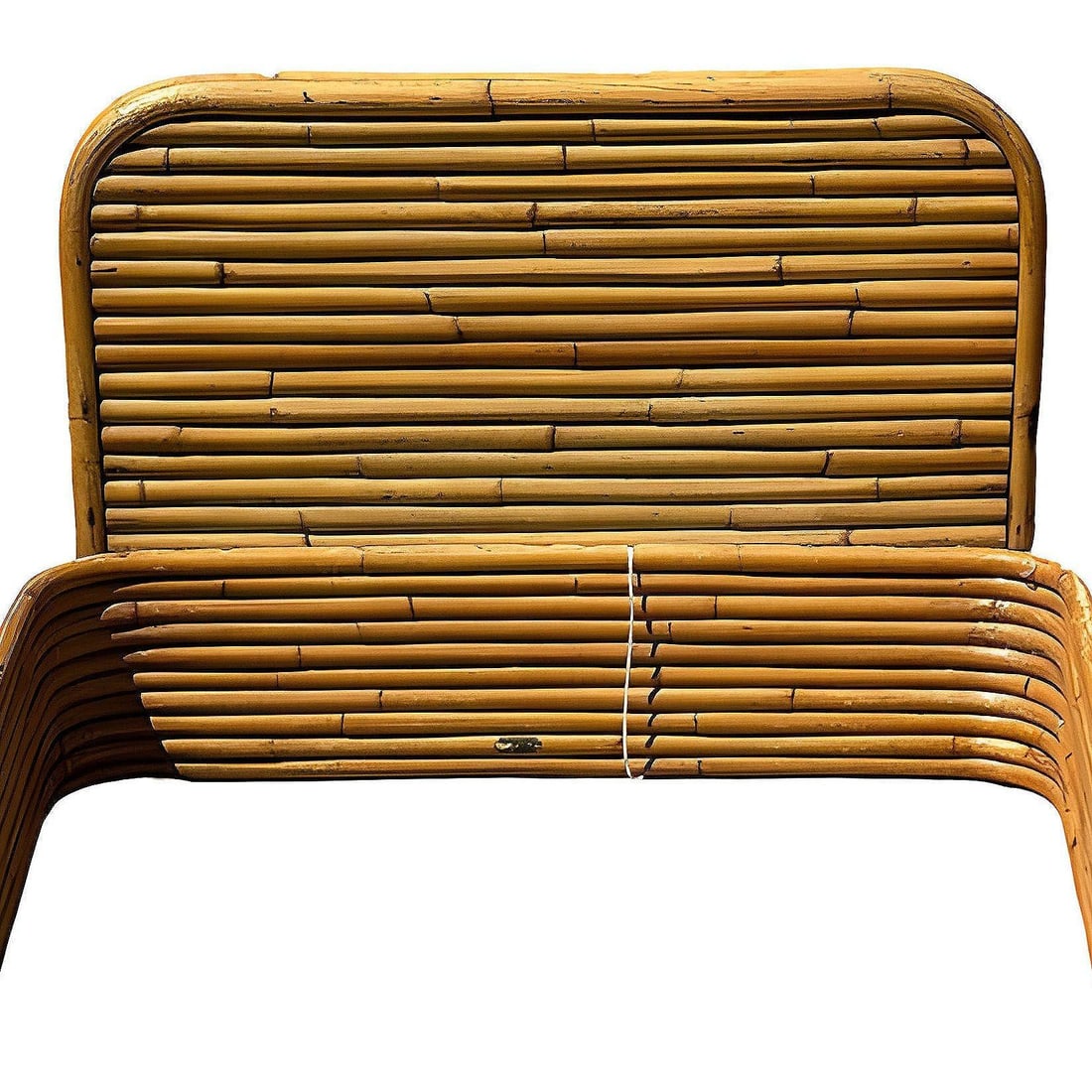 Restored Paul Frankl Style Stacked Rattan Bed Single Size Bed Frame, Kane Kraft - 3