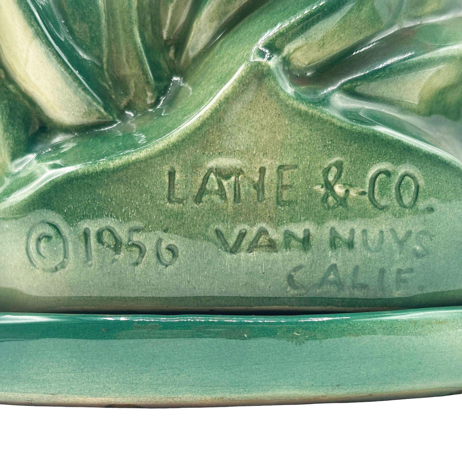 1956 Ceramic Flamingo Tropical Pond Indoor Planter by Lane & Company California - 5