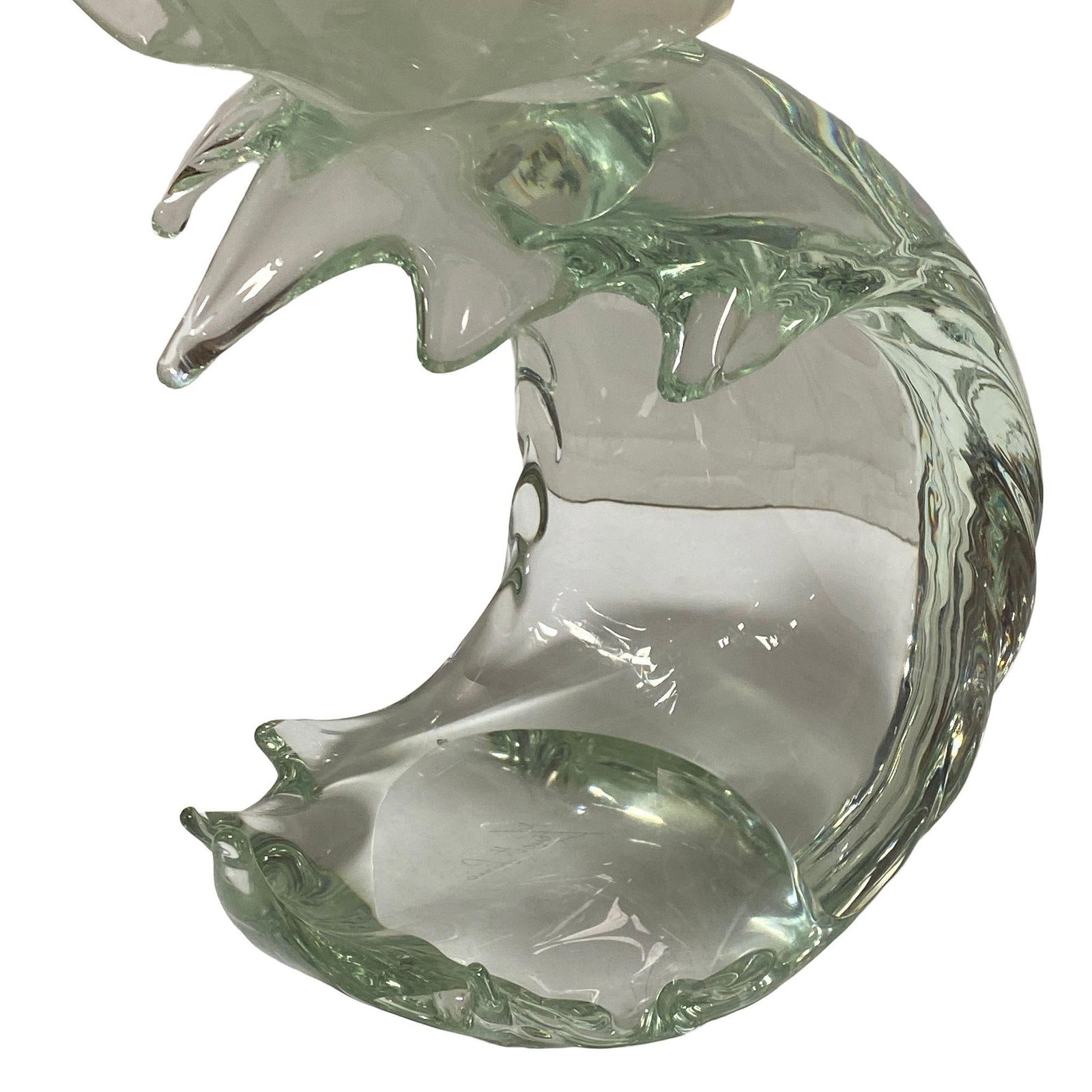 Murano Crystal Glass Angel Fish Sculture On Wave by Licio Zanetti - 2
