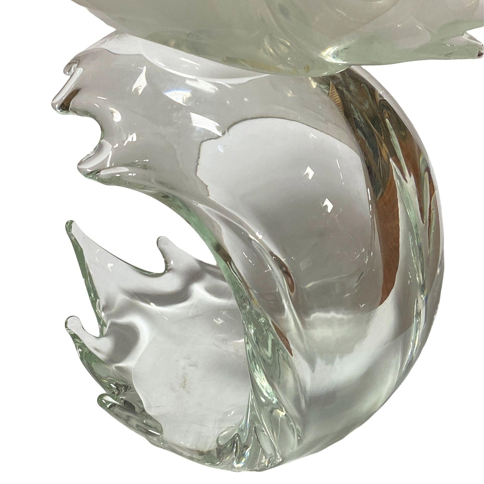 Murano Crystal Glass Angel Fish Sculture On Wave by Licio Zanetti - 3
