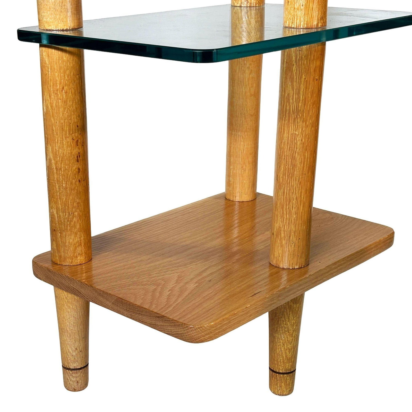 MCM Floating Glass & Walnut 28" Tall Side Table Attributed to Gilbert Rohde - 5
