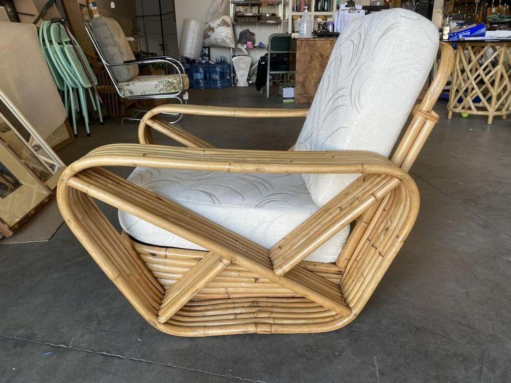 Restored Six-Strand Square Pretzel Rattan Lounge Chair with Ottoman - 3