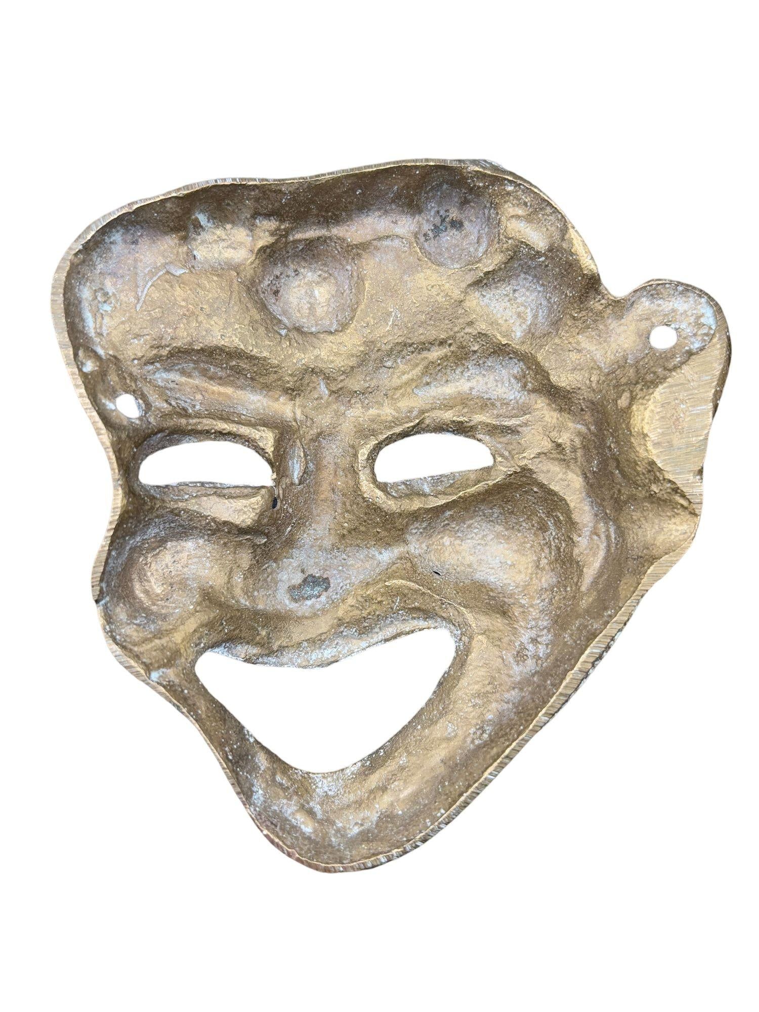 MCM Greek Theater Masks Comedy & Tragedy Wall Sculpture Hand-cast in Bronze Pair - 3