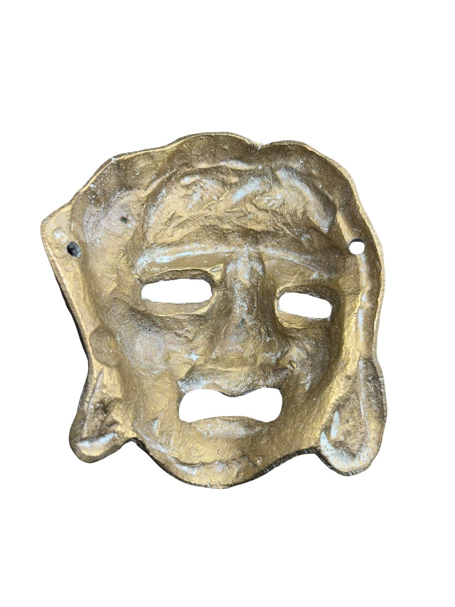 MCM Greek Theater Masks Comedy & Tragedy Wall Sculpture Hand-cast in Bronze Pair - 4
