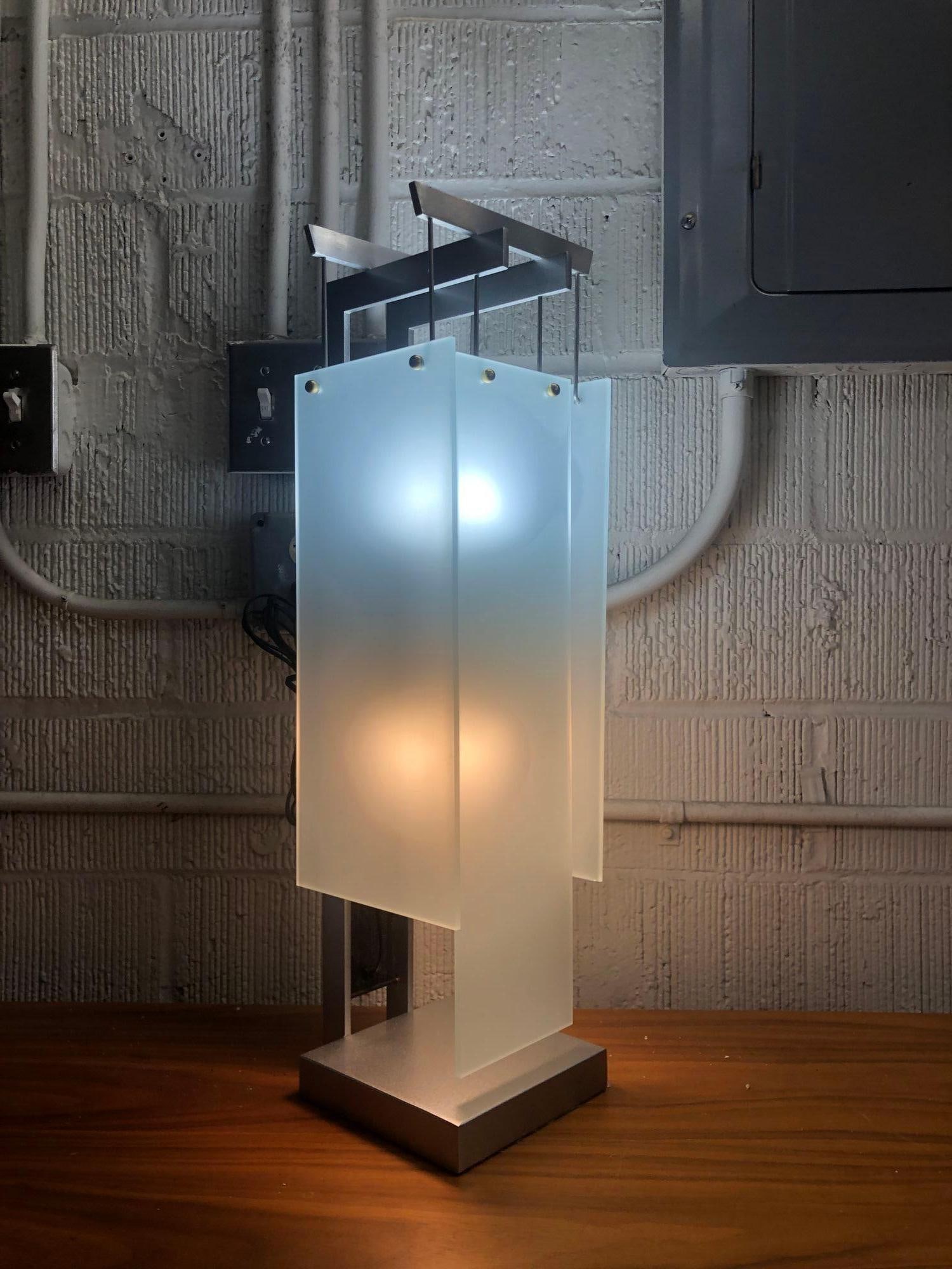 George Kovacs Architectural Aluminum Table Lamp - Pair - 5