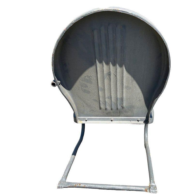 Mid-century Steel Round Streamline Springer Patio Outdoor Lounge Chair, Pair - 5